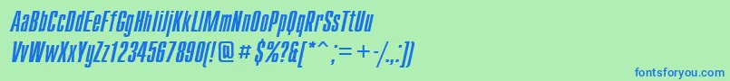 Шрифт CompactcttItalic – синие шрифты на зелёном фоне