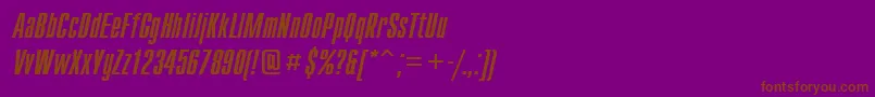CompactcttItalic-Schriftart – Braune Schriften auf violettem Hintergrund