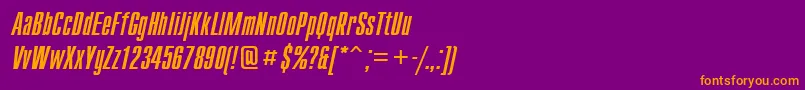 フォントCompactcttItalic – 紫色の背景にオレンジのフォント