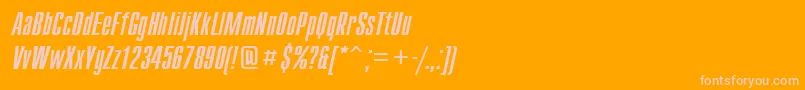 CompactcttItalic-fontti – vaaleanpunaiset fontit oranssilla taustalla