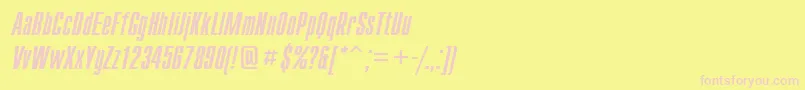 Fonte CompactcttItalic – fontes rosa em um fundo amarelo