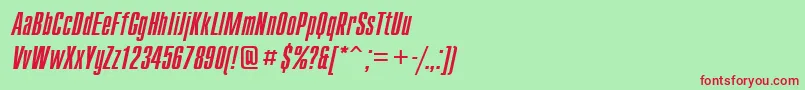 CompactcttItalic-fontti – punaiset fontit vihreällä taustalla