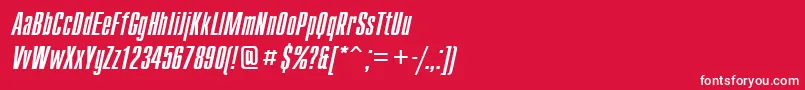 CompactcttItalic-fontti – valkoiset fontit punaisella taustalla