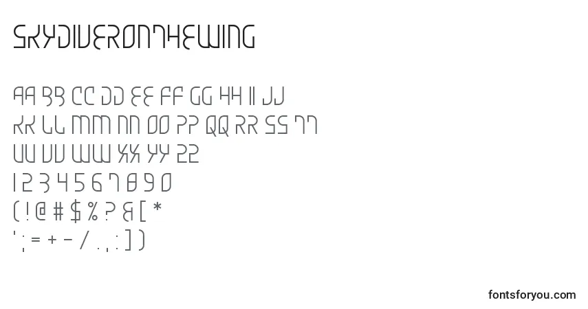 A fonte SkydiverOnTheWing – alfabeto, números, caracteres especiais