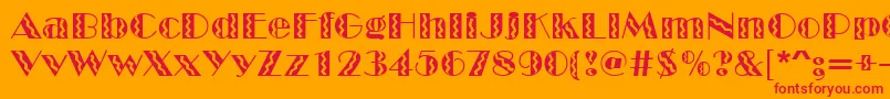 MarqueeflashRegular-Schriftart – Rote Schriften auf orangefarbenem Hintergrund