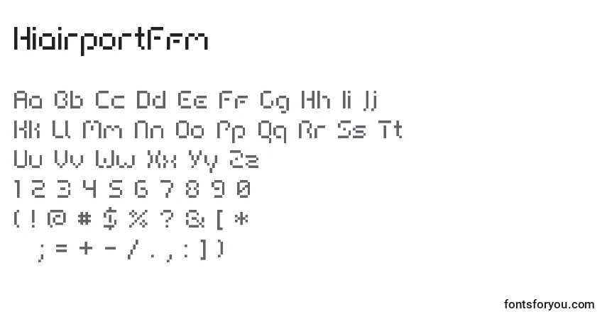 A fonte HiairportFfm – alfabeto, números, caracteres especiais