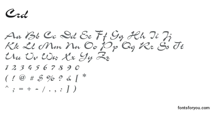 Czcionka Crd – alfabet, cyfry, specjalne znaki