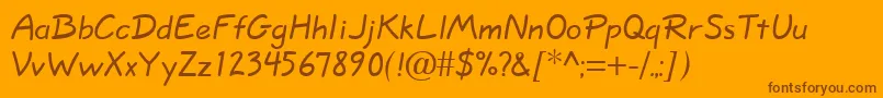フォントQuillscript – オレンジの背景に茶色のフォント