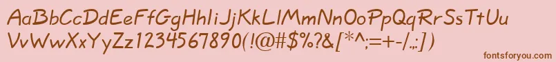 Quillscript-Schriftart – Braune Schriften auf rosa Hintergrund