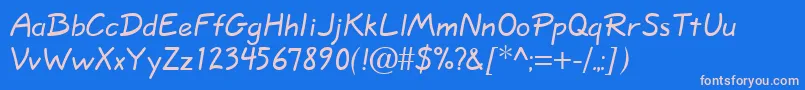 フォントQuillscript – ピンクの文字、青い背景