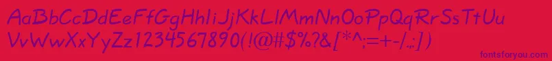 Quillscript-Schriftart – Violette Schriften auf rotem Hintergrund