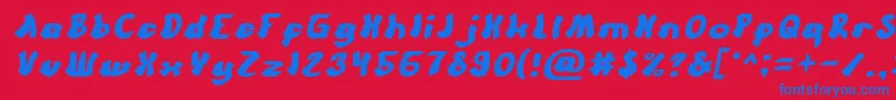 CartoonItalic-Schriftart – Blaue Schriften auf rotem Hintergrund