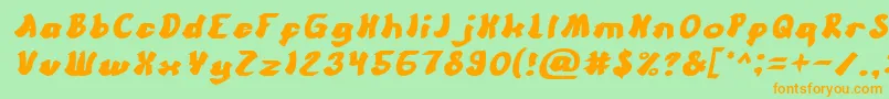 フォントCartoonItalic – オレンジの文字が緑の背景にあります。