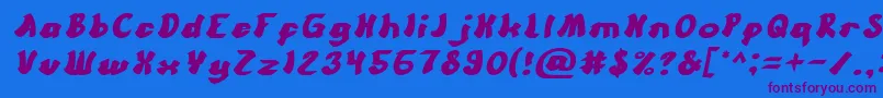 Czcionka CartoonItalic – fioletowe czcionki na niebieskim tle