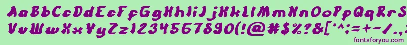 CartoonItalic Font – Purple Fonts on Green Background