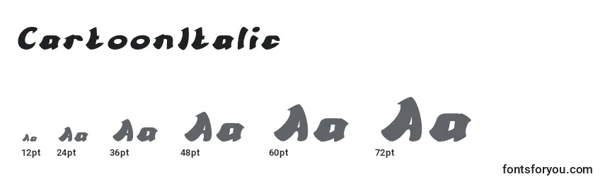 Размеры шрифта CartoonItalic