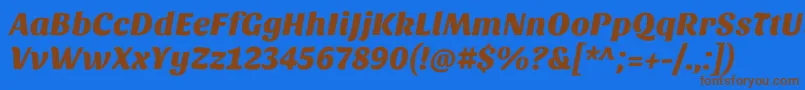 Sansitaone-Schriftart – Braune Schriften auf blauem Hintergrund