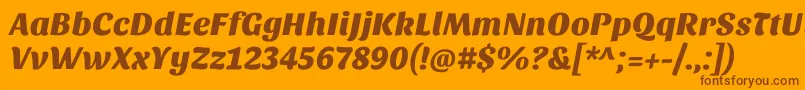 Sansitaone-Schriftart – Braune Schriften auf orangefarbenem Hintergrund