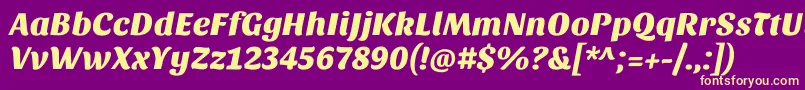 Sansitaone-Schriftart – Gelbe Schriften auf violettem Hintergrund