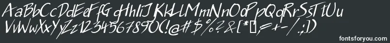 Jakob.KzItalic-fontti – valkoiset fontit mustalla taustalla