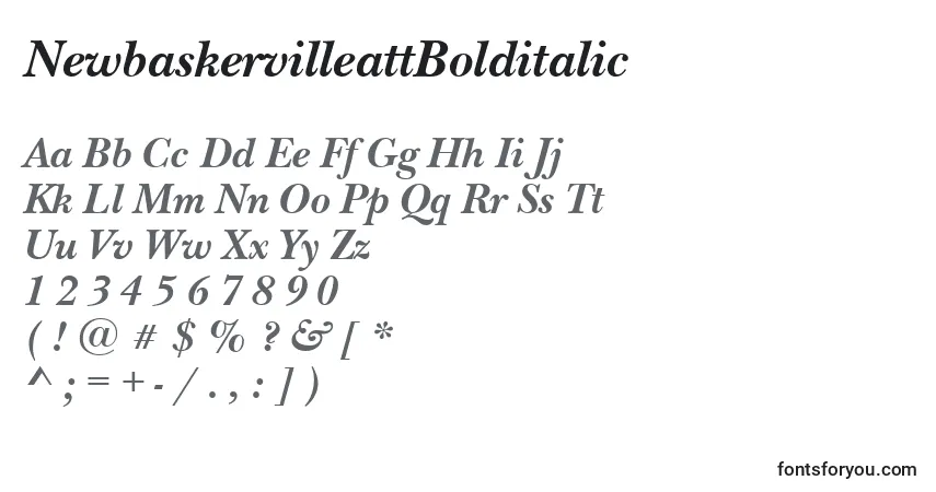 A fonte NewbaskervilleattBolditalic – alfabeto, números, caracteres especiais