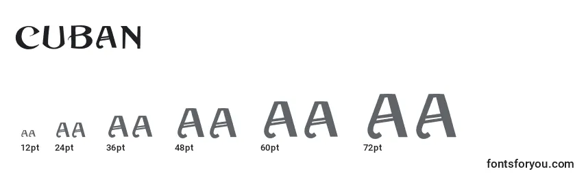 Размеры шрифта Cuban