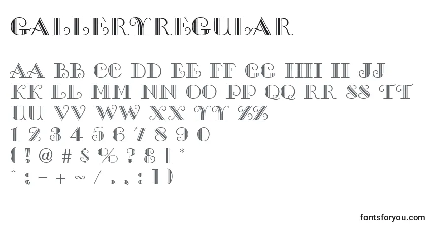 Czcionka GalleryRegular – alfabet, cyfry, specjalne znaki