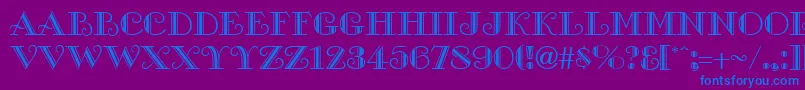 GalleryRegular-Schriftart – Blaue Schriften auf violettem Hintergrund