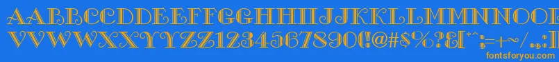 GalleryRegular Font – Orange Fonts on Blue Background