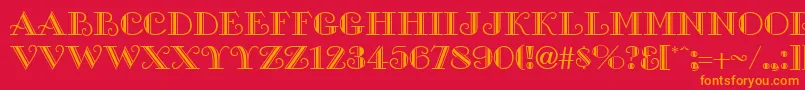 フォントGalleryRegular – 赤い背景にオレンジの文字