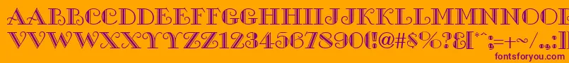 GalleryRegular-Schriftart – Violette Schriften auf orangefarbenem Hintergrund