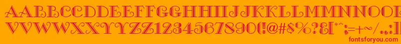 フォントGalleryRegular – オレンジの背景に赤い文字