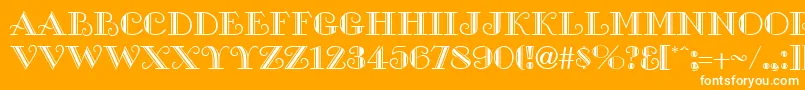 GalleryRegular-Schriftart – Weiße Schriften auf orangefarbenem Hintergrund