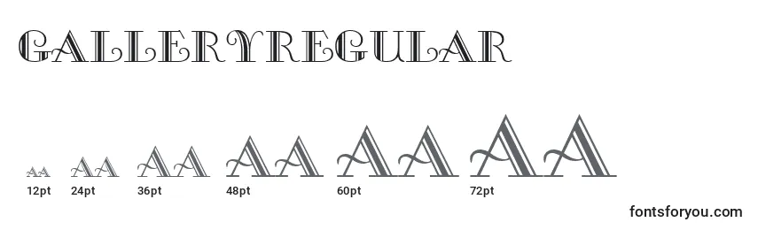 Размеры шрифта GalleryRegular