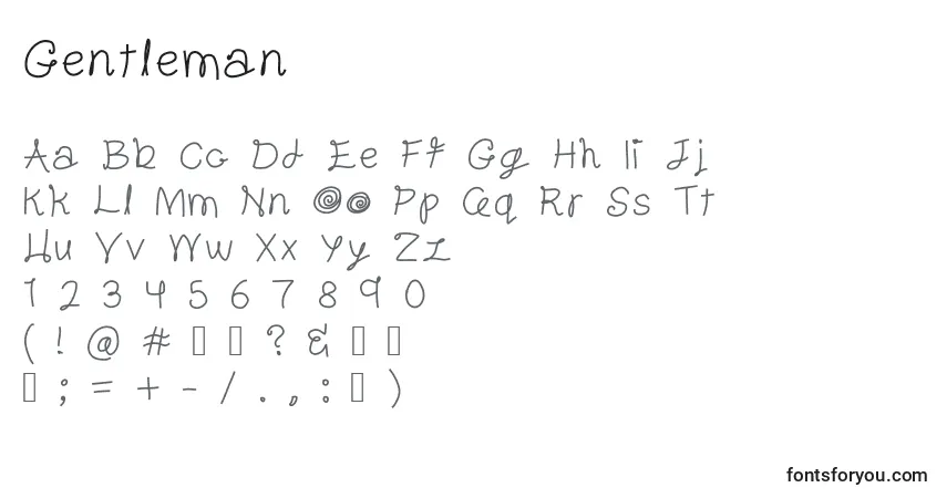 A fonte Gentleman – alfabeto, números, caracteres especiais