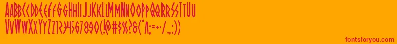 フォントOhmightyisiscond – オレンジの背景に赤い文字