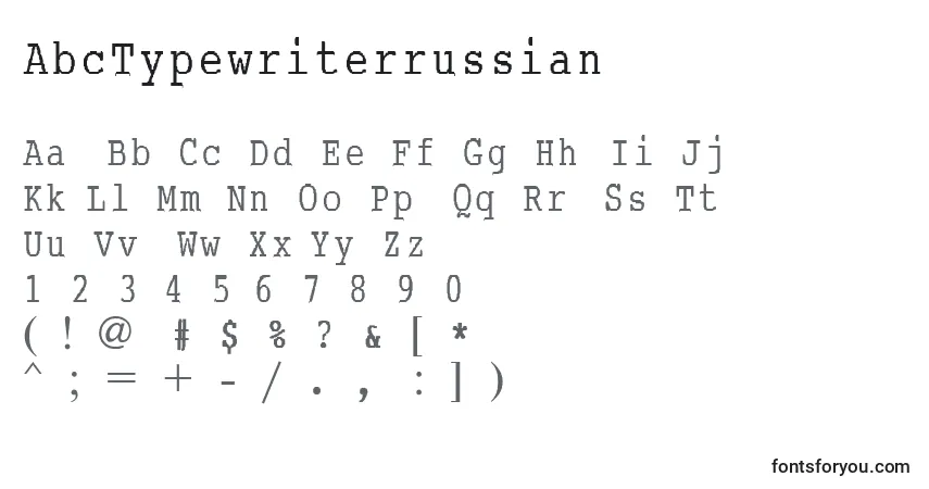 A fonte AbcTypewriterrussian – alfabeto, números, caracteres especiais