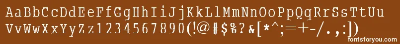 AbcTypewriterrussian-Schriftart – Weiße Schriften auf braunem Hintergrund