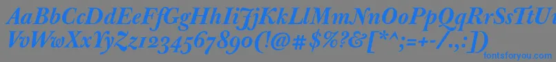 JbaskervilleBolditalic-Schriftart – Blaue Schriften auf grauem Hintergrund