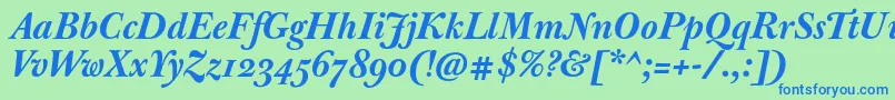 JbaskervilleBolditalic Font – Blue Fonts on Green Background