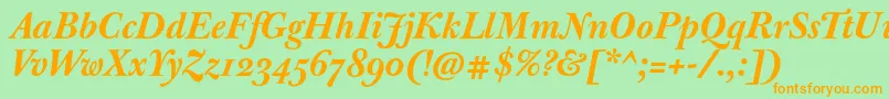 JbaskervilleBolditalic Font – Orange Fonts on Green Background