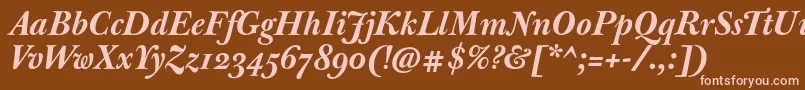 JbaskervilleBolditalic Font – Pink Fonts on Brown Background