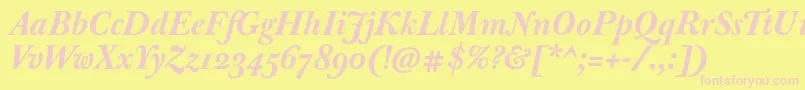 JbaskervilleBolditalic Font – Pink Fonts on Yellow Background