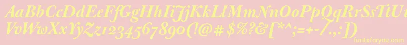 JbaskervilleBolditalic-Schriftart – Gelbe Schriften auf rosa Hintergrund