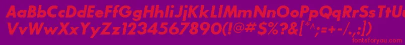 BouganBlackSsiBoldItalic-Schriftart – Rote Schriften auf violettem Hintergrund