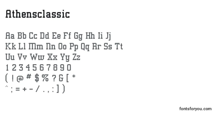 A fonte Athensclassic – alfabeto, números, caracteres especiais