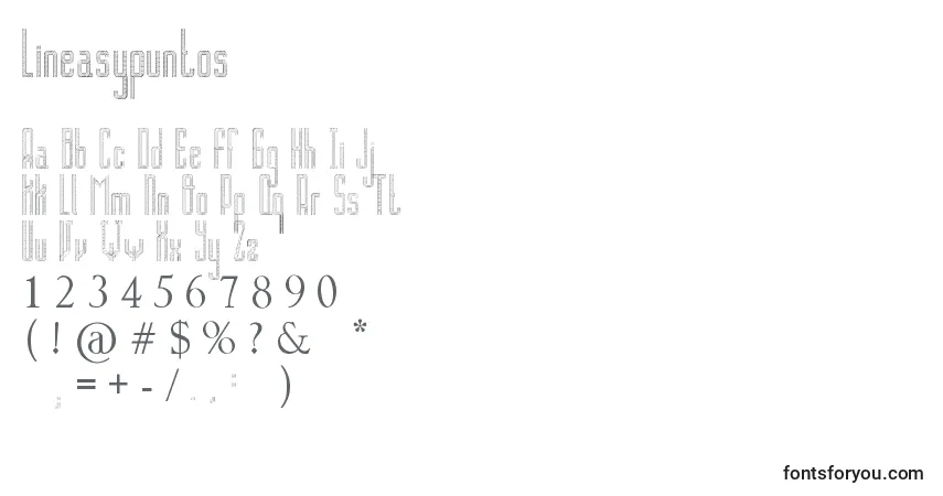 Lineasypuntos-fontti – aakkoset, numerot, erikoismerkit