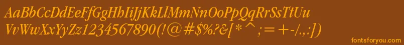 GaramondItcBookCondensedItalicBt Font – Orange Fonts on Brown Background