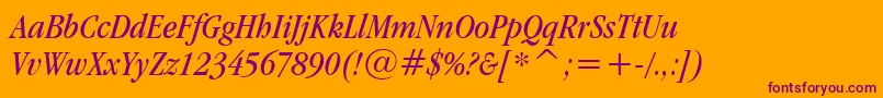 GaramondItcBookCondensedItalicBt Font – Purple Fonts on Orange Background