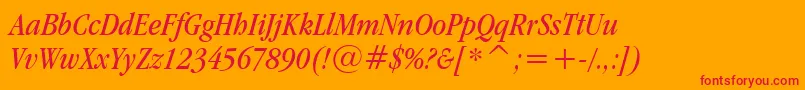 GaramondItcBookCondensedItalicBt Font – Red Fonts on Orange Background